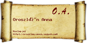 Oroszlán Anna névjegykártya