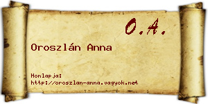 Oroszlán Anna névjegykártya